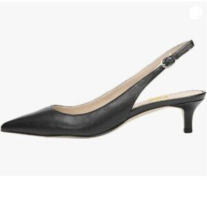 YDN Womens Kitten Low Heels Office Pumps Pointed Toe Comfy Shoes Slingback Black